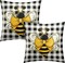 Yellow Bumble Bee Pillow Covers 18x18 Set of 2 Black White Buffalo Plaid Pillow Covers Summer Spring Themed Decorative Cushion Cases Home Decor for Couch Bed Holiday